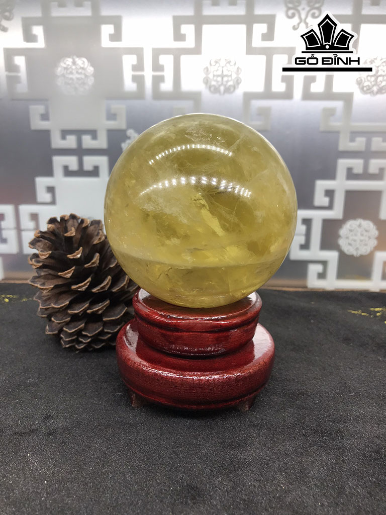 Bi Cầu Đá Thạch Anh Vàng Đường Kính 9,3 (cm) 1kg