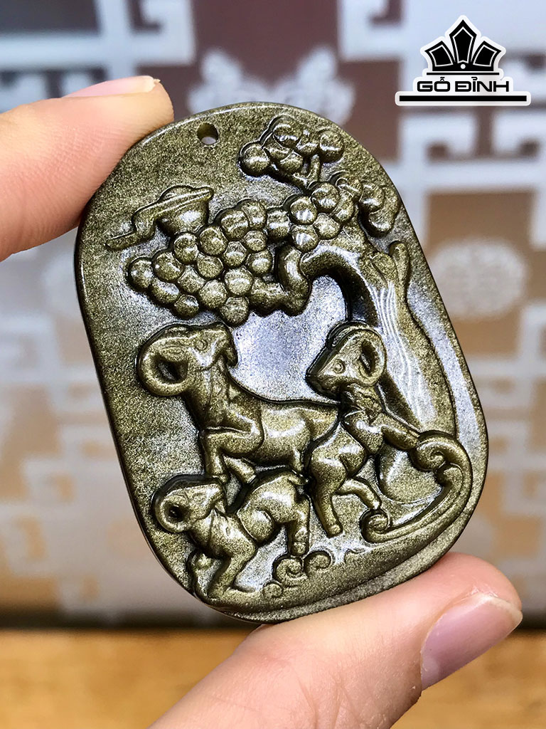 Mặt Dây Long Quy Đá Obsidian Cao 50 Ngang 40 Sâu 11,6 (mm)