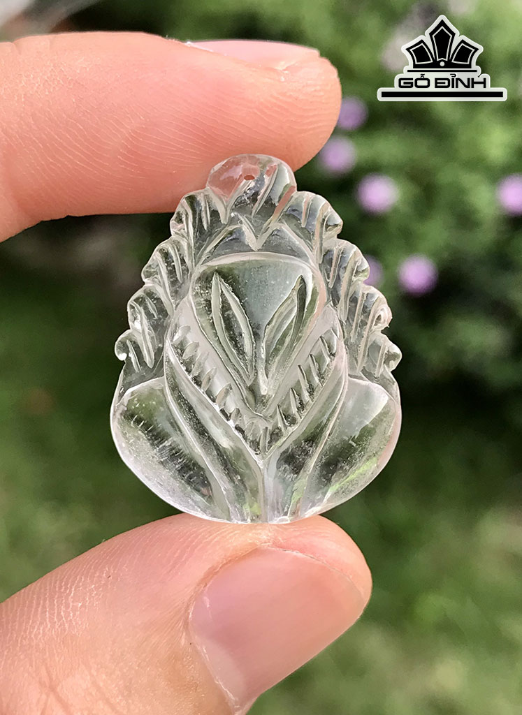 Mặt Hồ Ly Chúa Đá Thạch Anh Trắng Cao 27,5 Ngang 21 Sâu 9,6 (mm)