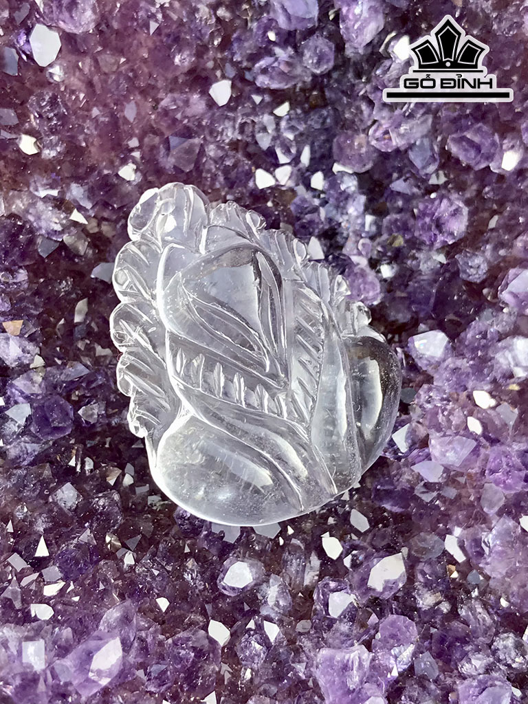 Mặt Hồ Ly Chúa Đá Thạch Anh Trắng Cao 27,5 Ngang 21 Sâu 9,6 (mm)