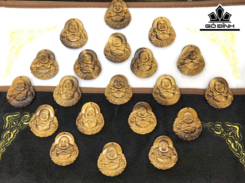 Tác phẩm Di Lặc Đá Mắt Hổ Cao 42,5 Ngang 37,3 Sâu 9,6 (mm) 50,16gr