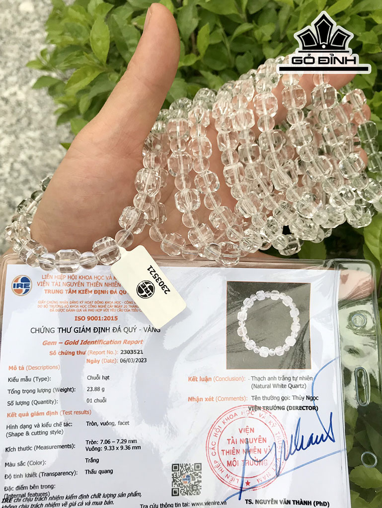 Vòng Tay Đá Thạch Anh Trắng Đường Kính Hạt 7 x9,393 (mm)