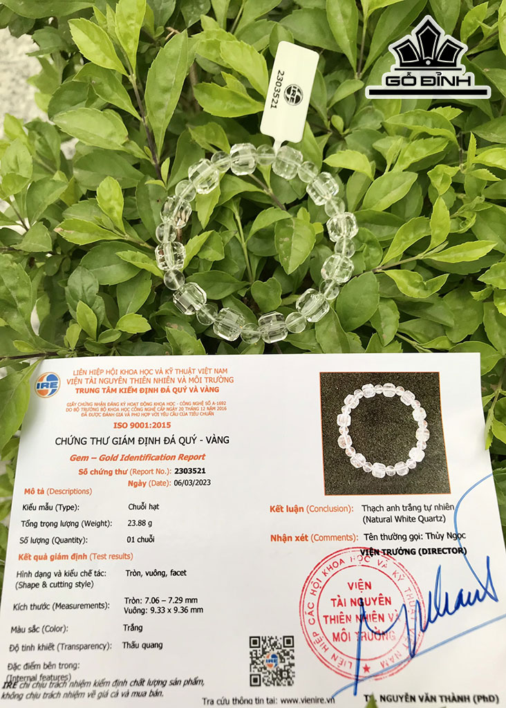 Vòng Tay Đá Thạch Anh Trắng Đường Kính Hạt 7 x9,393 (mm)