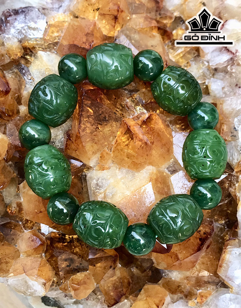 Vòng Tay Ngọc Bích Lu Thống Đá Nerphrite Cao 17,5 Ngang 18 (mm)