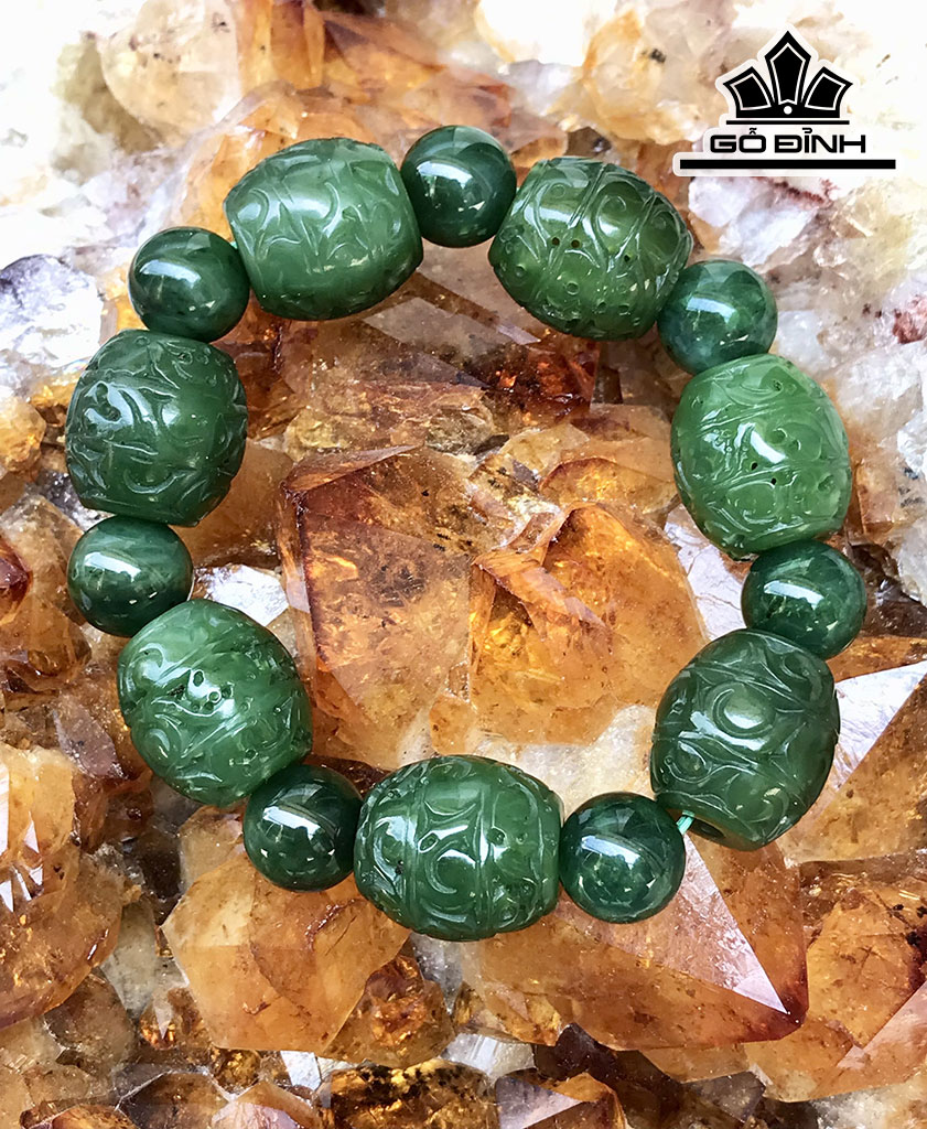 Vòng Tay Ngọc Bích Lu Thống Đá Nerphrite Cao 17,5 Ngang 18 (mm)