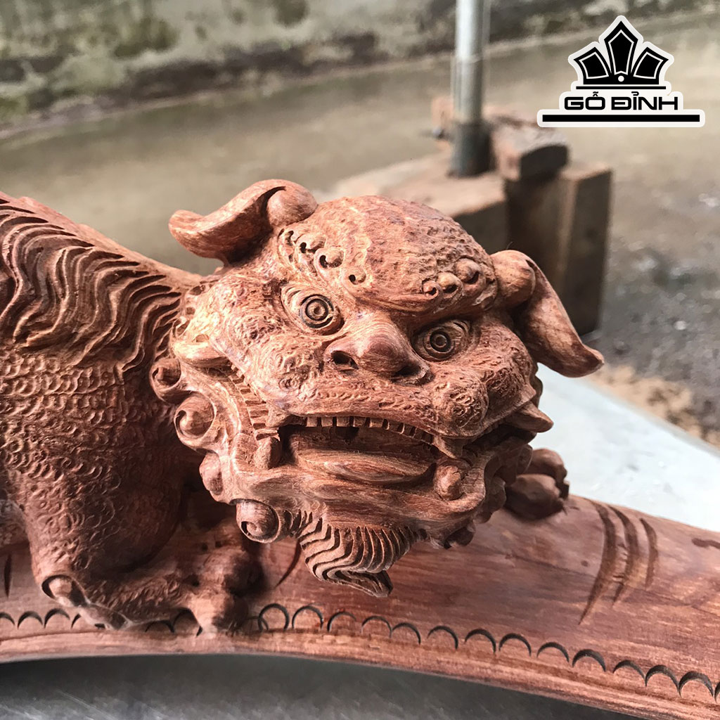 Tượng Nghê Gỗ Cẩm Cao 14 Ngang 39 Sâu 9 (cm)