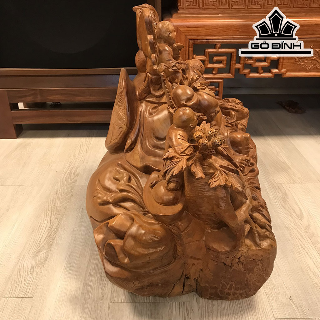 Tượng Phật Di Lặc Ngũ Phúc Gỗ Hương Cao 51 Ngang 72 Sâu 40 (cm)