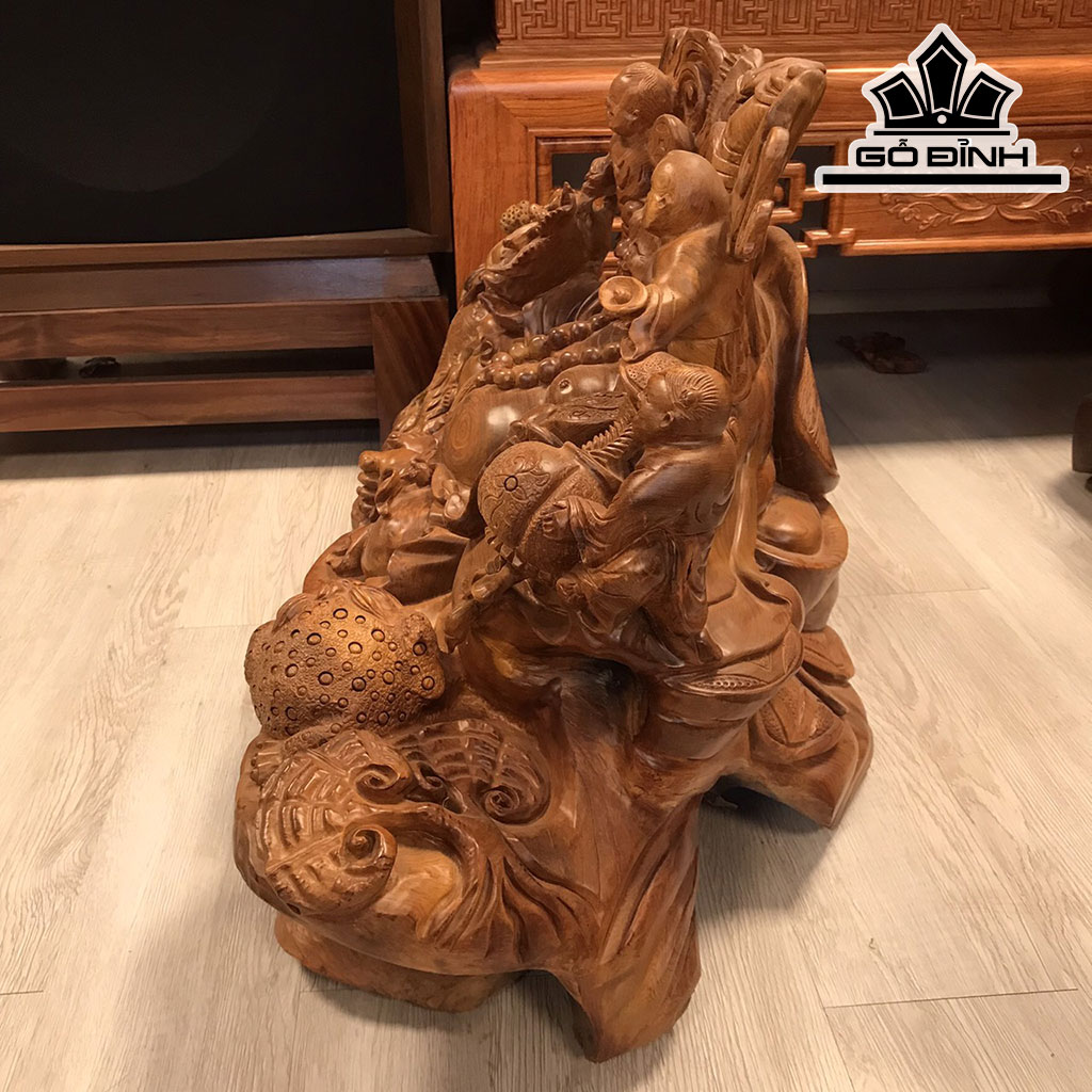 Tượng Phật Di Lặc Ngũ Phúc Gỗ Hương Cao 51 Ngang 72 Sâu 40 (cm)