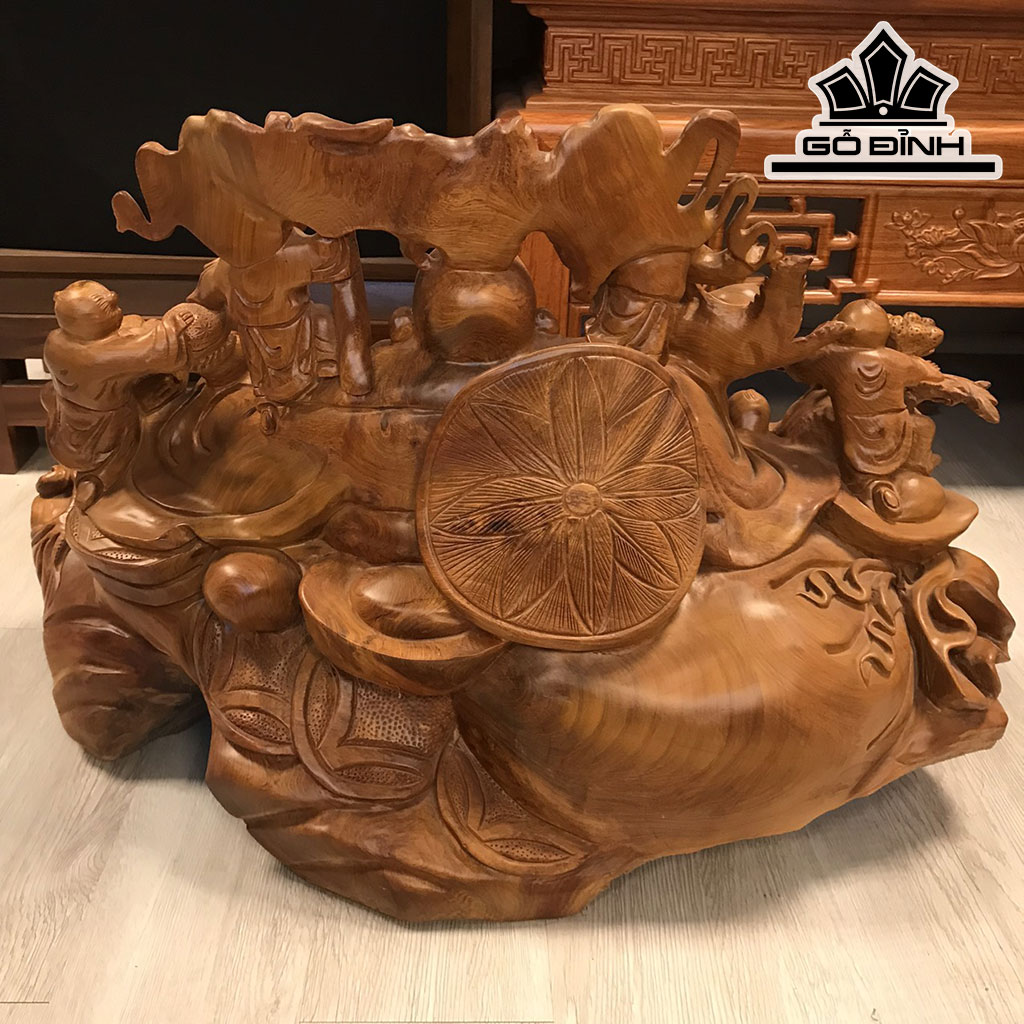 Tượng Phật Di Lặc Ngũ Phúc Gỗ Hương Cao 51 Ngang 72 Sâu 40 (cm)