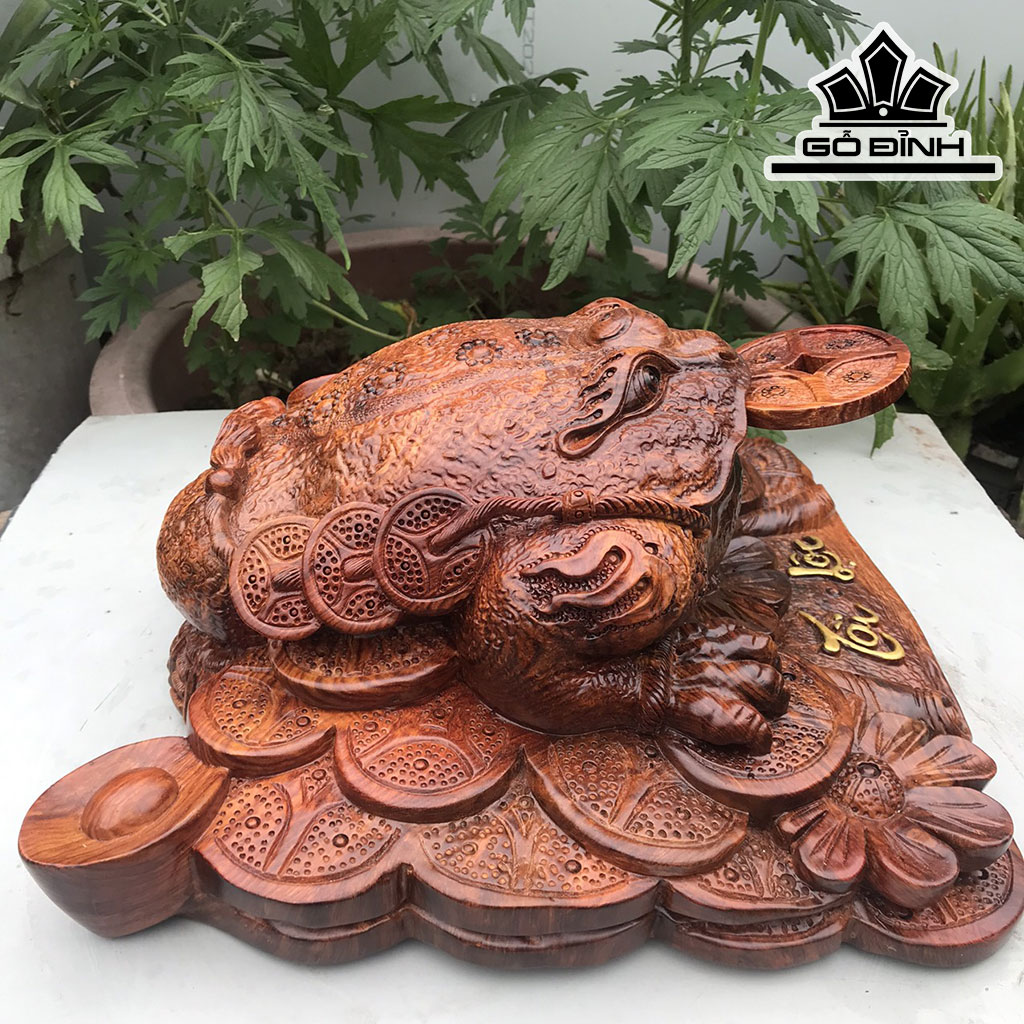 Tượng Thiềm Thừ Gỗ Cẩm Cao 15 Ngang 33 Sâu 33 (cm)