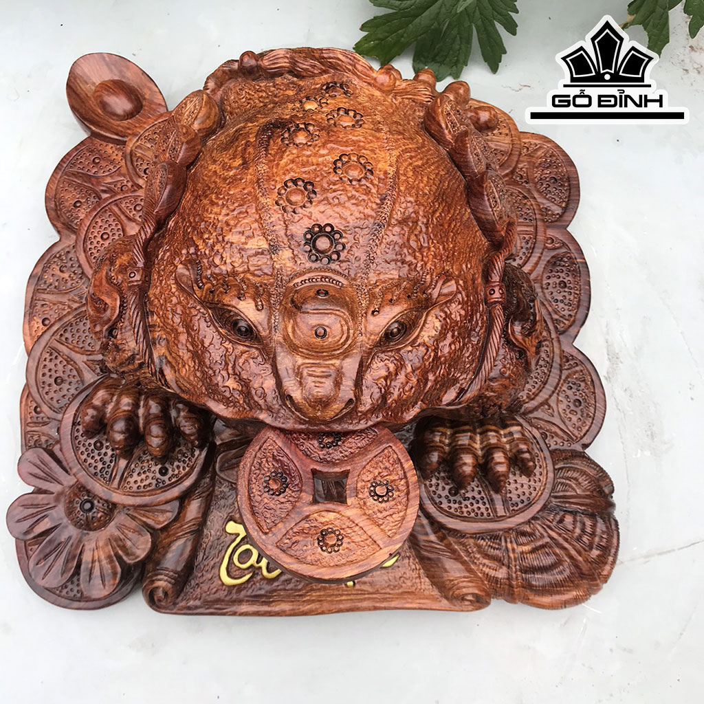 Tượng Thiềm Thừ Gỗ Cẩm Cao 15 Ngang 33 Sâu 33 (cm)