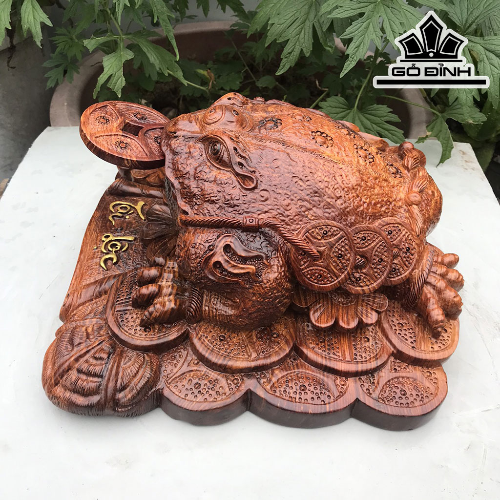 Tượng Thiềm Thừ Gỗ Cẩm Cao 15 Ngang 33 Sâu 33 (cm)