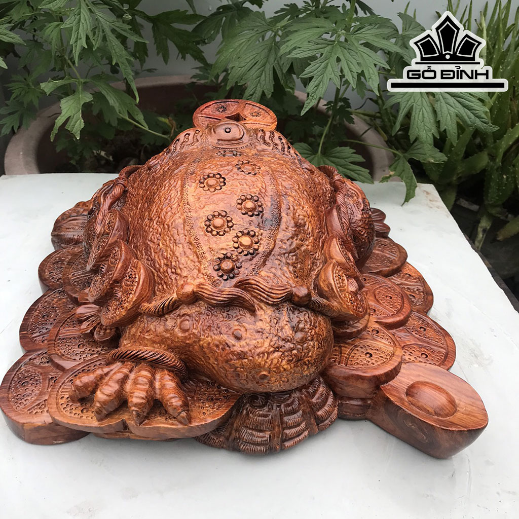 Tượng Thiềm Thừ Gỗ Cẩm Cao 15 Ngang 33 Sâu 33 (cm)