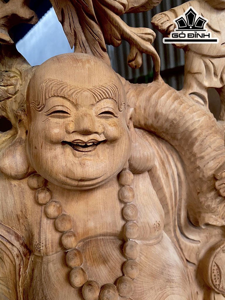 Tượng Phật Di Lặc Gỗ Ngọc Am Cao 100 Ngang 45 Sâu 23 (cm)