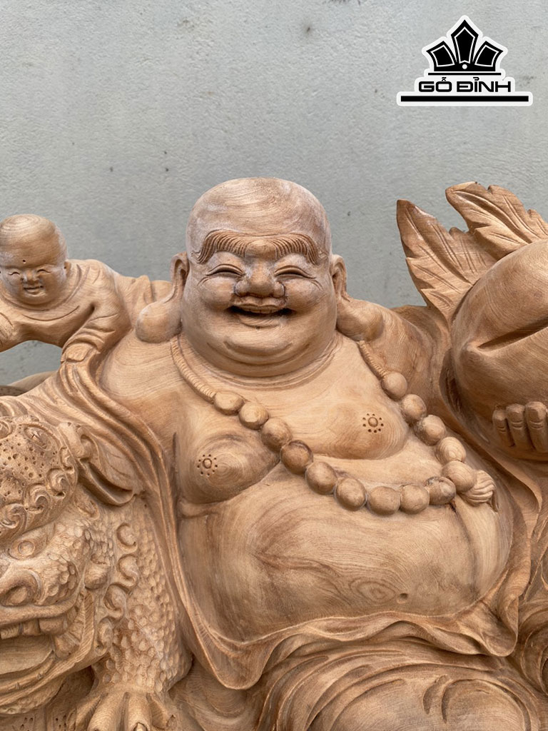 Tượng Phật Di Lặc Gỗ Ngọc Am Cao 42 Ngang 93 Sâu 33 (cm)