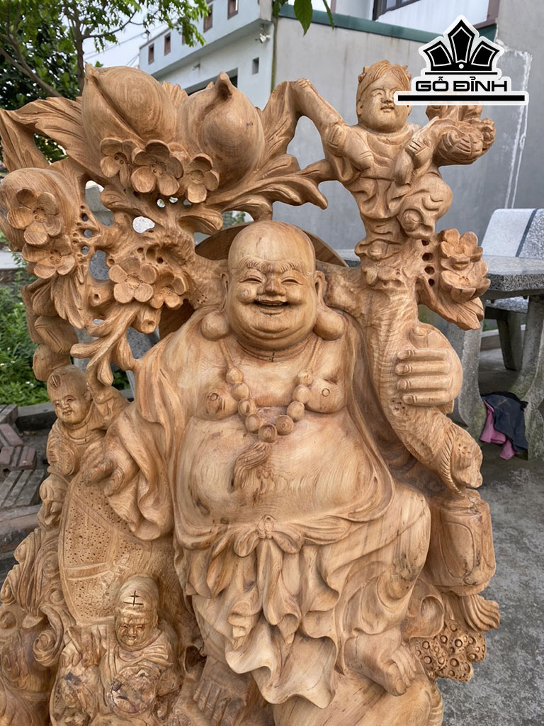 Tượng Phật Di Lặc Gỗ Ngọc Am Cao 90 Ngang 63 Sâu 25 (cm)