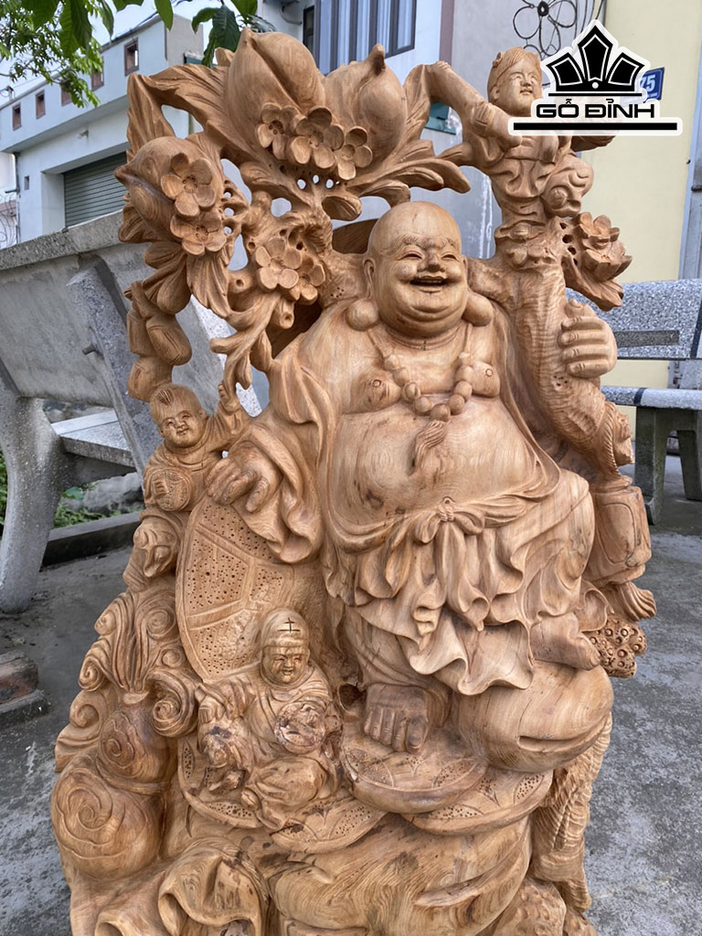 Tượng Phật Di Lặc Gỗ Ngọc Am Cao 90 Ngang 63 Sâu 25 (cm)