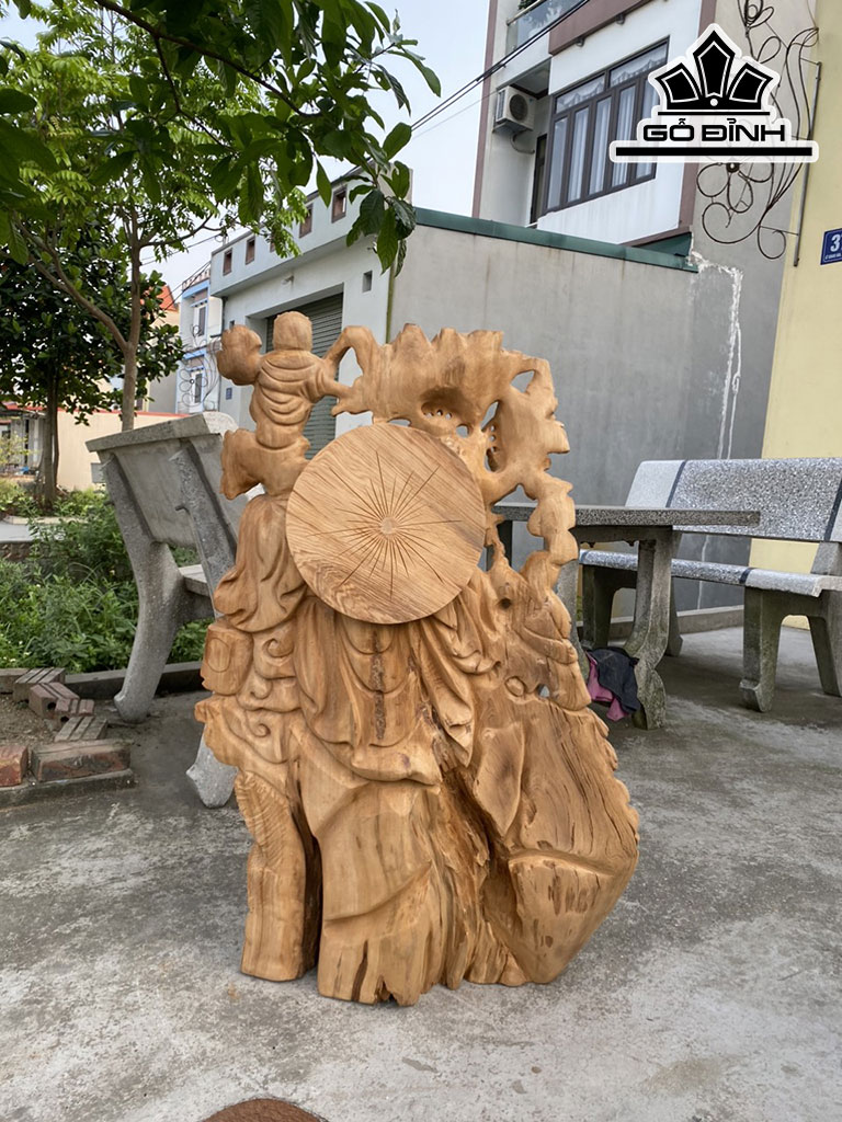 Tượng Phật Di Lặc Gỗ Ngọc Am Cao 90 Ngang 63 Sâu 25 (cm)