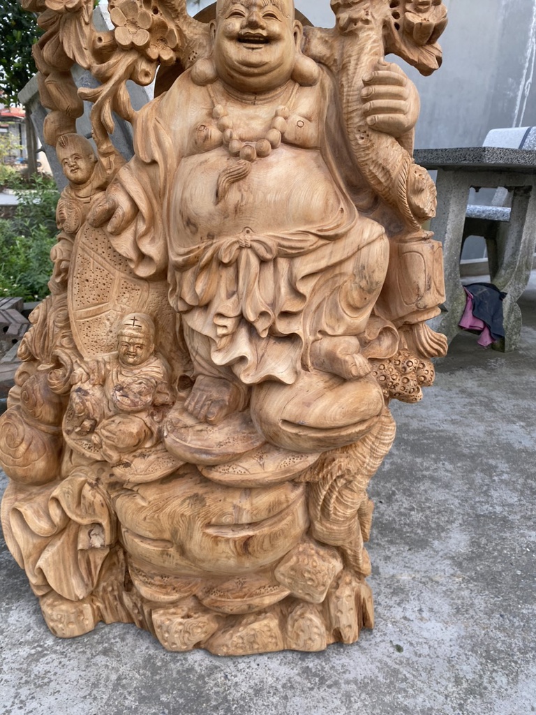 Tượng Phật Di Lặc Gỗ Ngọc Am Cao 90 Ngang 63 Sâu 25 (cm)