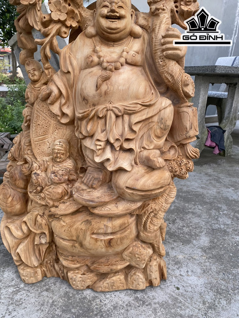 Tượng Phật Di Lặc Gỗ Ngọc Am Cao 90 Ngang 63 Sâu 25 (cm)