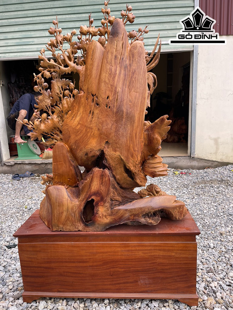 Tượng Gia Đình Gà Gỗ Hương Cao 148 Ngang 80 Sâu 30 (cm)