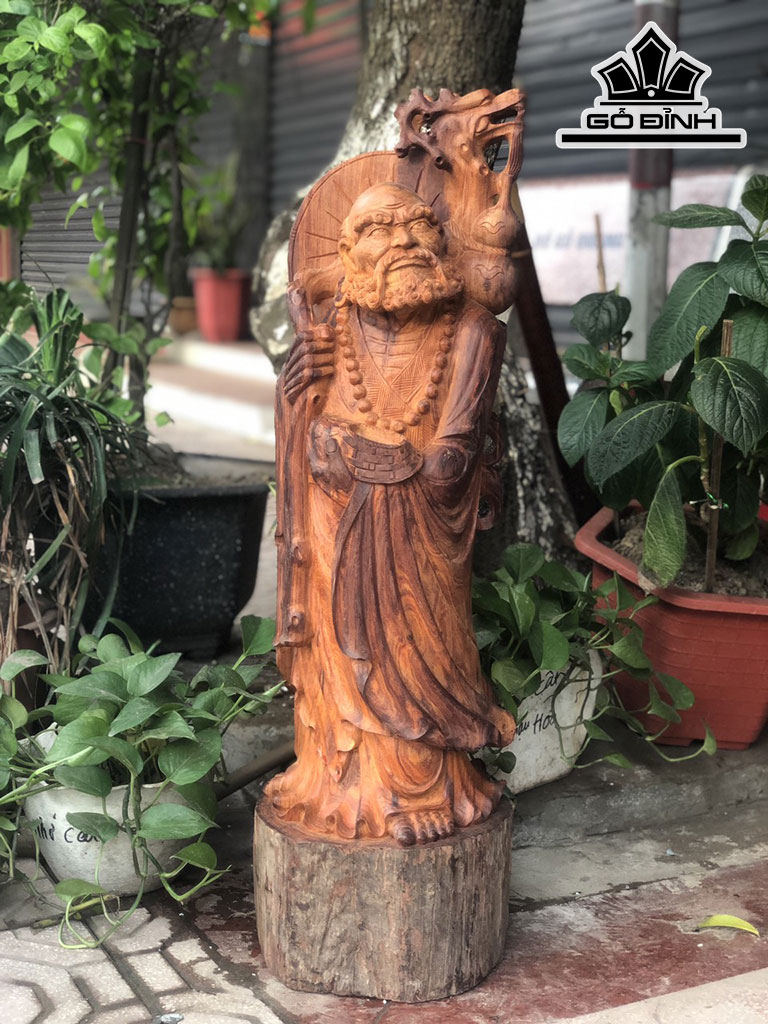 Tượng Đạt Ma Sư Tổ Gỗ Cẩm Cao 81 Ngang 25 Sâu 23 (cm)