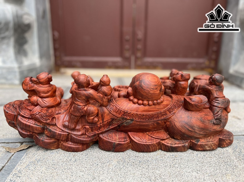 Tượng Phật Di Lặc Ngũ Phúc Gỗ Trắc Ngang 59 Cao 20 Sâu 29 (cm)