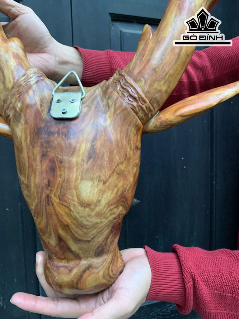 Đầu Tuần Lộc Phong Thủy Gỗ Sưa Cao 67 Ngang 57 Sâu 13 (cm)