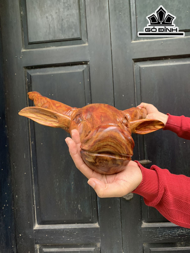 Đầu Tuần Lộc Phong Thủy Gỗ Sưa Cao 67 Ngang 57 Sâu 13 (cm)