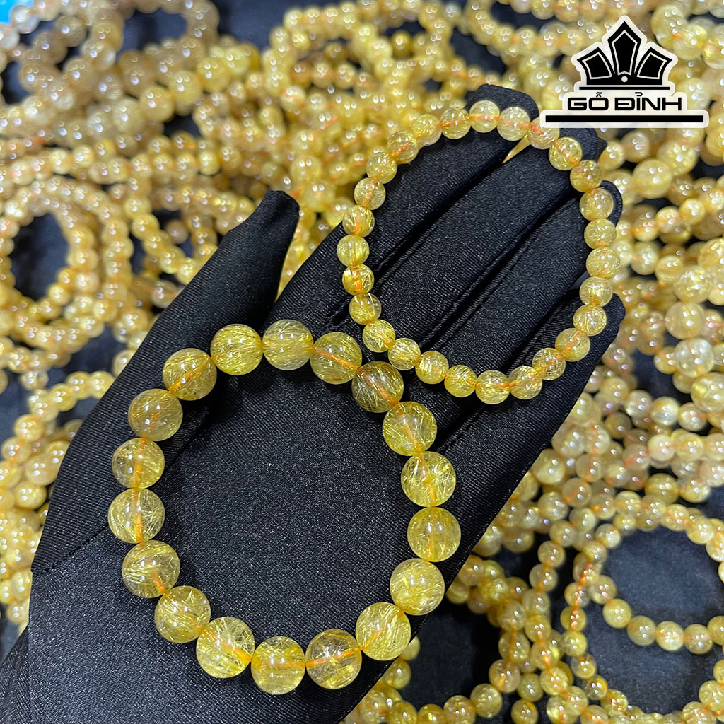 Vòng Tay Đá Thạch Anh Tóc Vàng Đường Kính Hạt 12(mm) 45gr