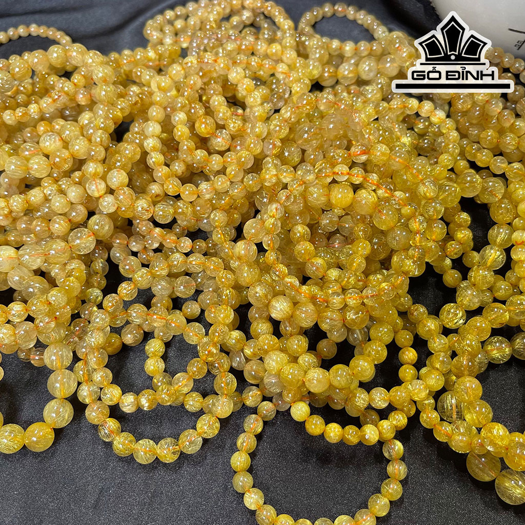 Vòng Tay Đá Thạch Anh Tóc Vàng Đường Kính Hạt 12(mm) 45gr