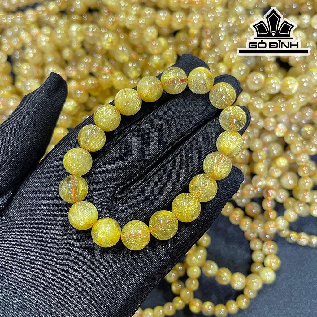 Vòng Tay Đá Thạch Anh Tóc Vàng Đường Kính Hạt 12(mm) 45gr