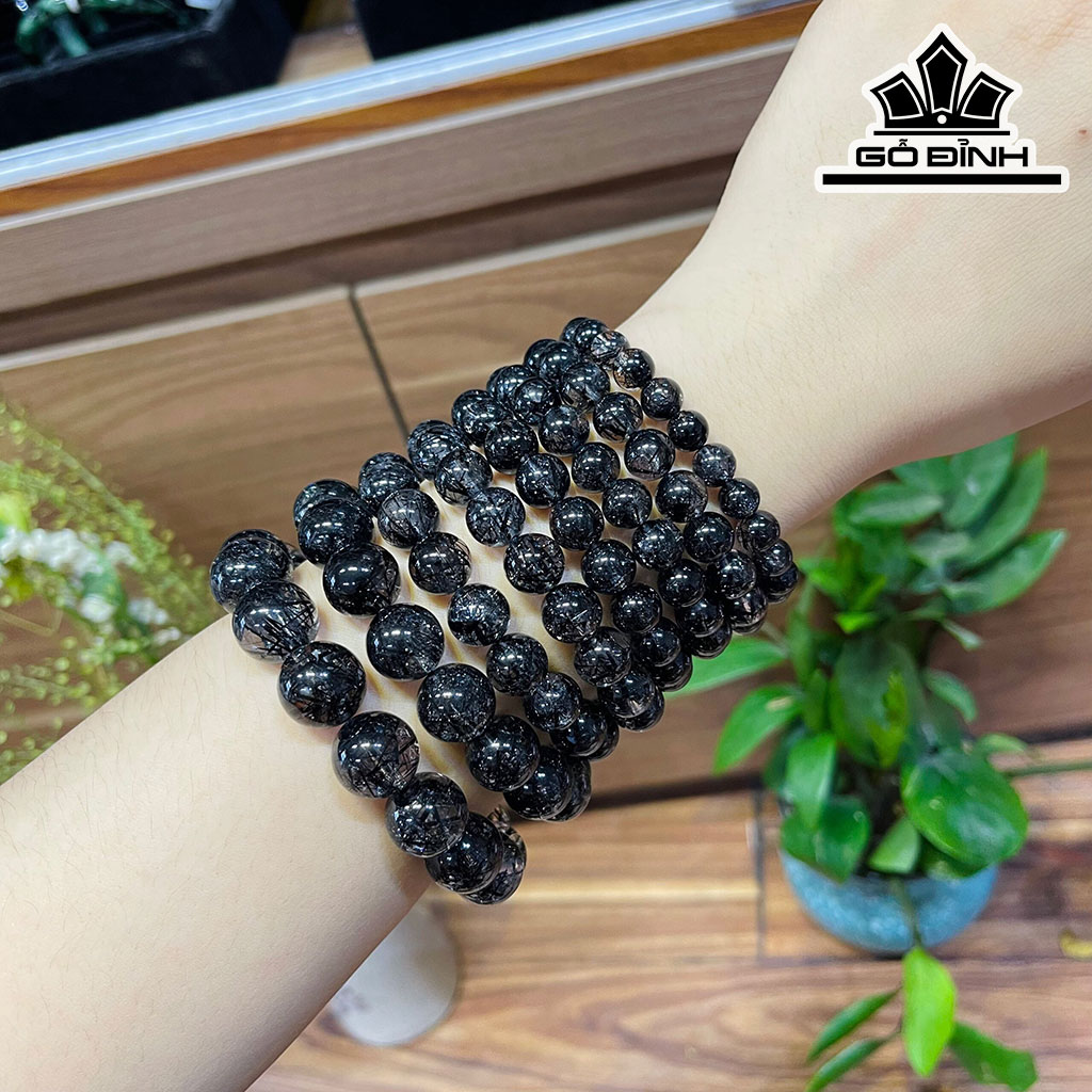 Vòng Tay Tóc Đen Đường Kính Hạt 12 (mm) 48gr