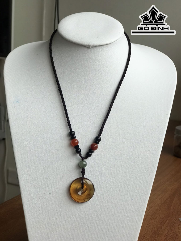 Mặt Dây Chuyền Đồng Điếu Đá Hổ Phách