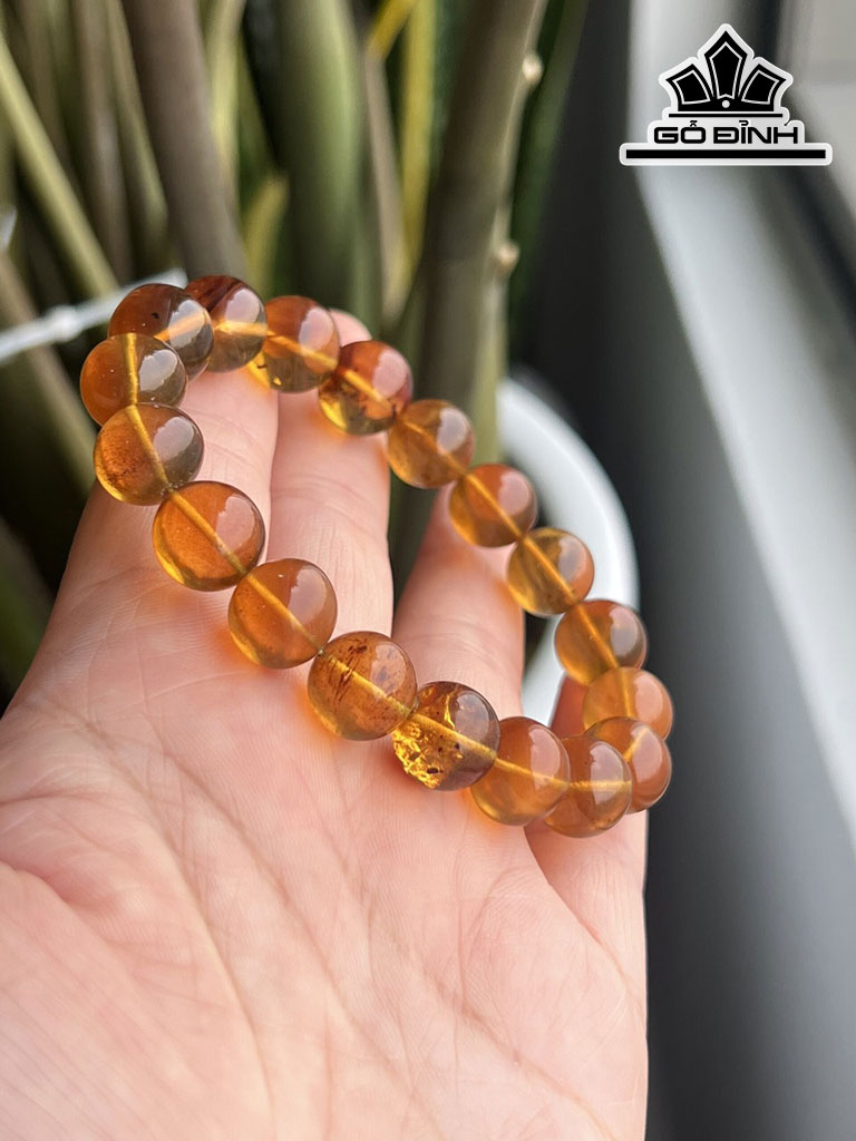 Vòng Tay Chuỗi Đá Hổ Phách Đường Kính Hạt 13-16 (mm)