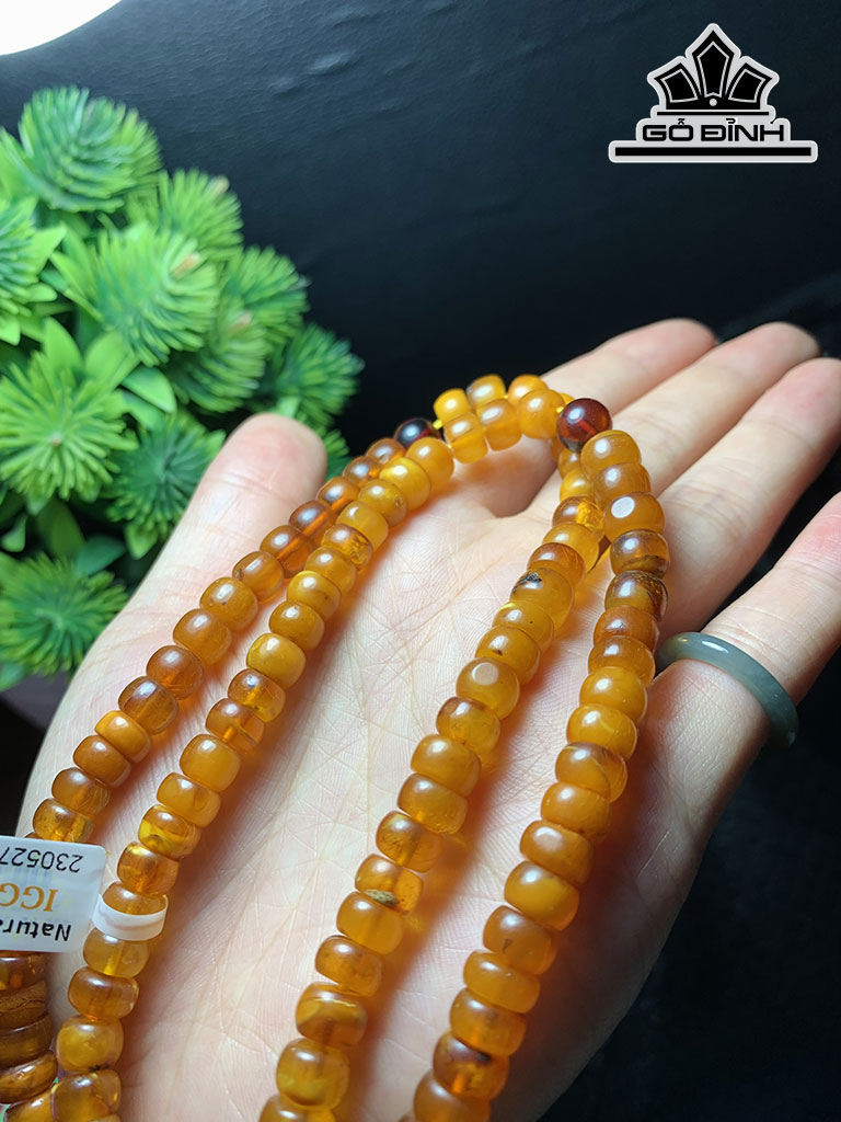 Vòng Tay Đá Hổ Phách Đường Kính Hạt 7 (mm)