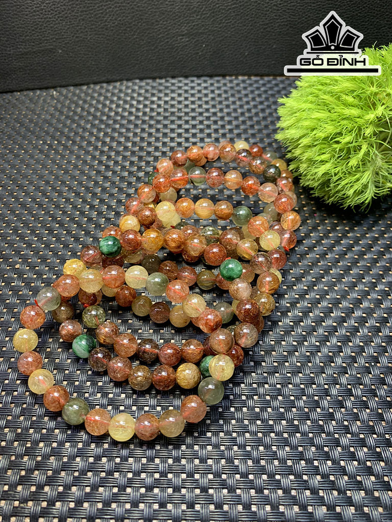 Vòng Tay Đá Thạch Anh Tóc Đa Sắc Đường Kính 8,7 (mm)