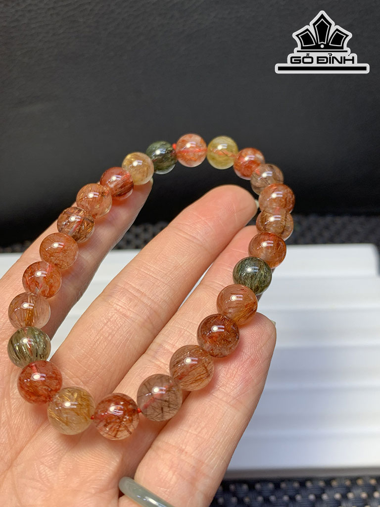 Vòng Tay Đá Thạch Anh Tóc Tam Tài Đường Kính 8 (mm)