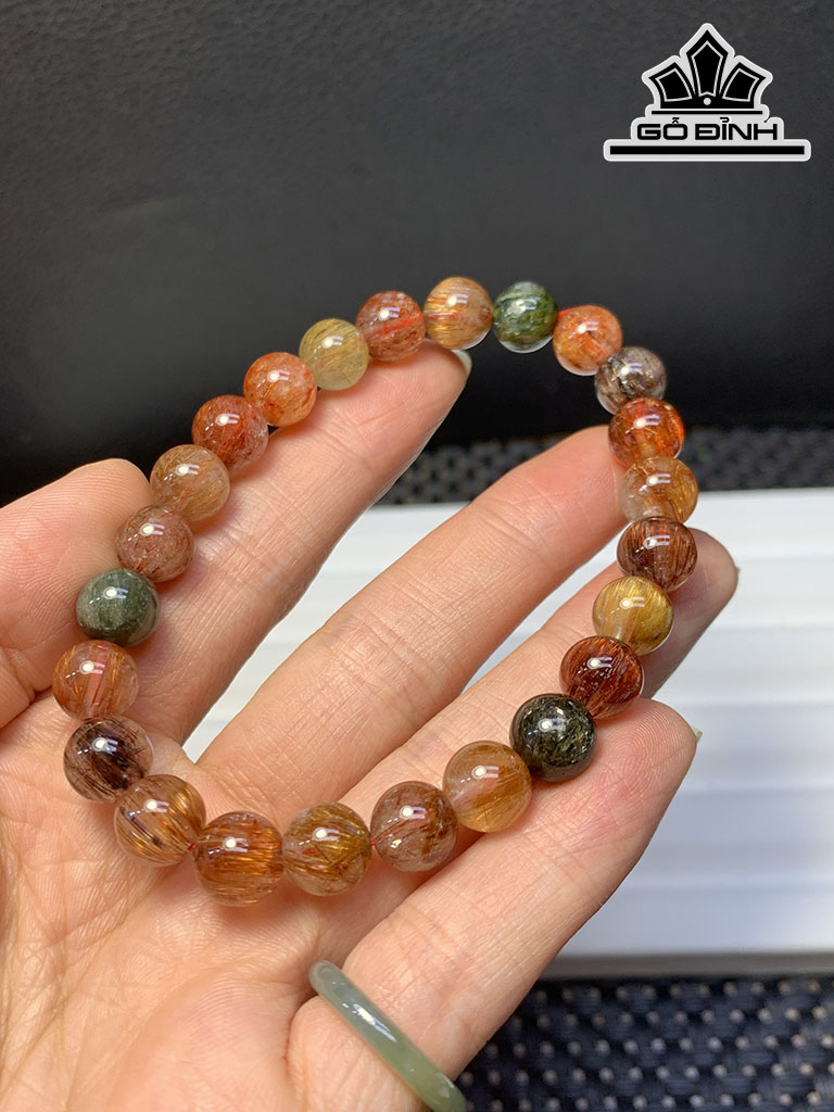 Vòng Tay Đá Thạch Anh Tóc Tam Tài Đường Kính 8 (mm)