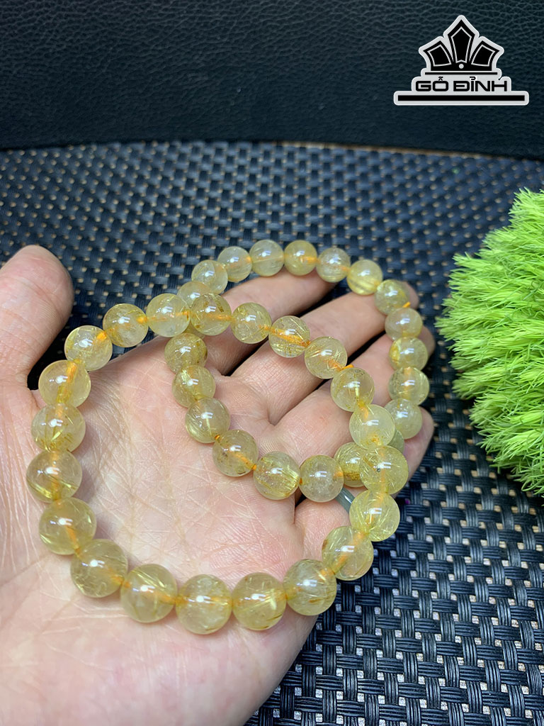 Vòng Tay Đá Thạch Anh Tóc Vàng Đường Kính7-8,9 (mm)