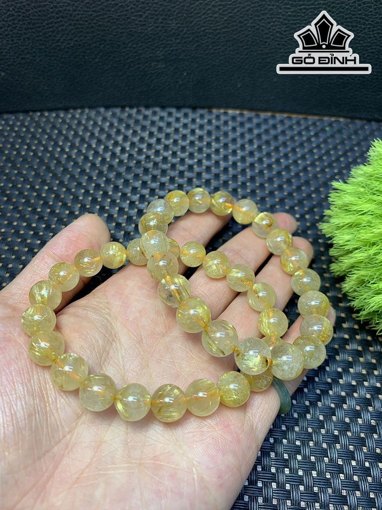 Vòng Tay Đá Thạch Anh Tóc Vàng Đường Kính7-8,9 (mm)