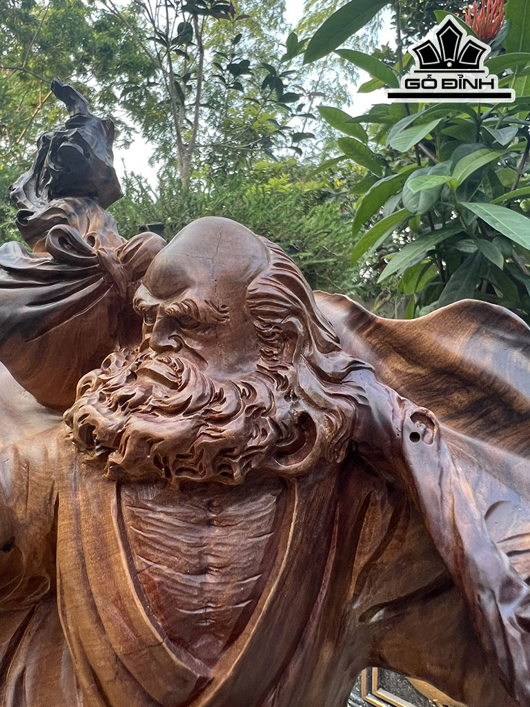 Tượng Đạt Ma Sư Tổ Gỗ Bách Xanh Cao 46 Ngang 76 Sâu 38 (cm)