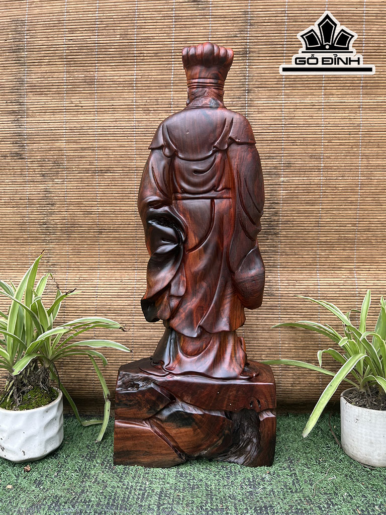 Tượng Gia Cát Lượng Gỗ Trắc Cao 51 Ngang 20 Sâu 11 (cm)