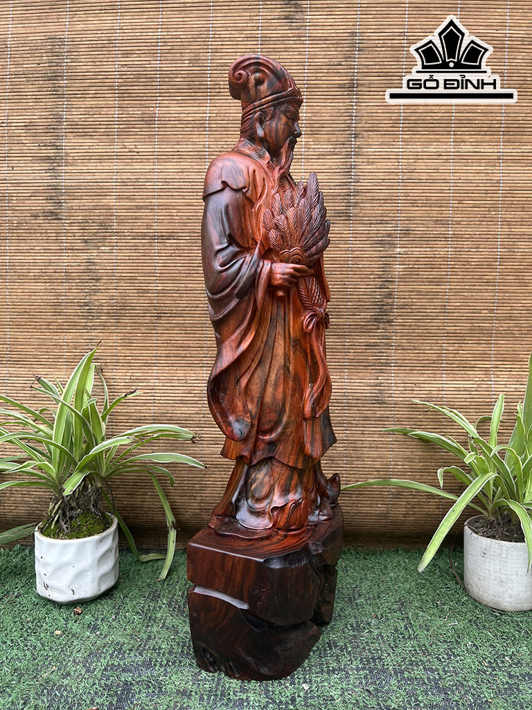 Tượng Gia Cát Lượng Gỗ Trắc Cao 51 Ngang 20 Sâu 11 (cm)