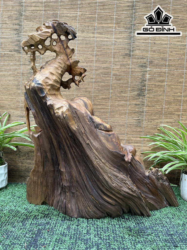 Tượng Phật Di Lặc Gỗ Bách Xanh Cao 41 Ngang 39 Sâu 15 (cm)