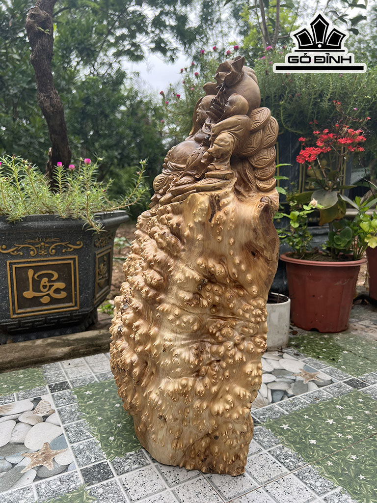 Tượng Phật Di Lặc Gỗ Nu Nghiến Cao 55 Ngang 38 Sâu 17 (cm)