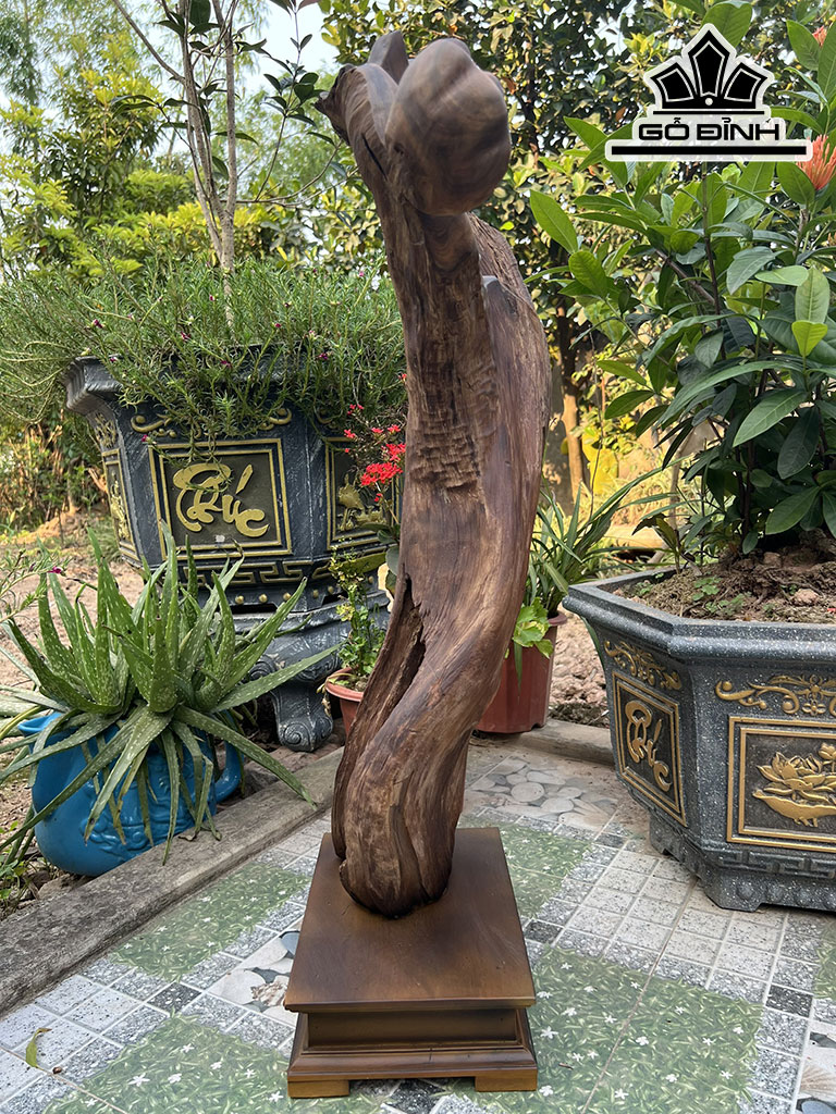 Tượng Thần Tài Gỗ Bách Xanh Cao 71 Ngang 45 Sâu 19 (cm)