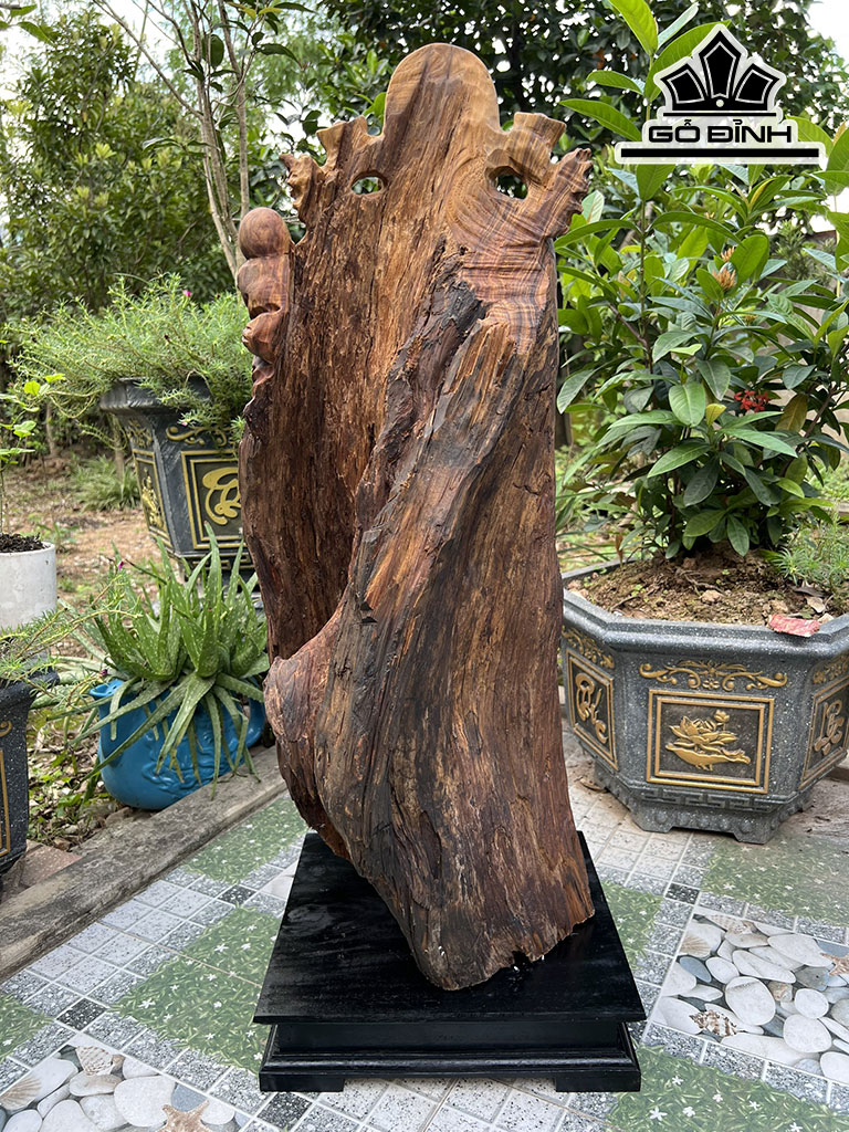 Tượng Thần Tài Gỗ Bách Xanh Cao 82 Ngang 33 Sâu 31 (cm)