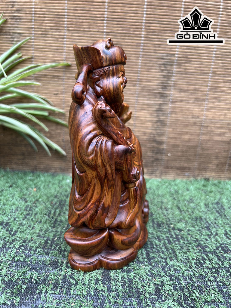 Tượng Thần Tài Gỗ Sưa Cao 18 Ngang 14 Sâu 7 (cm)