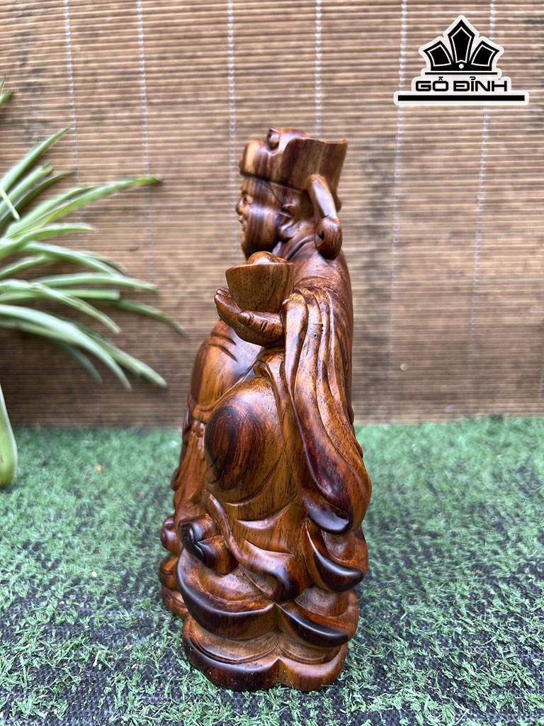 Tượng Thần Tài Gỗ Sưa Cao 18 Ngang 14 Sâu 7 (cm)